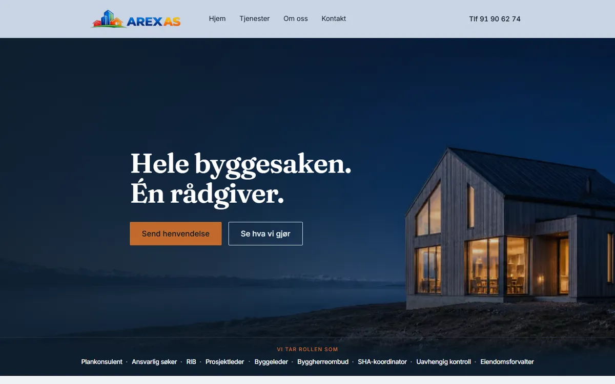 Forsiden til arexas.no
